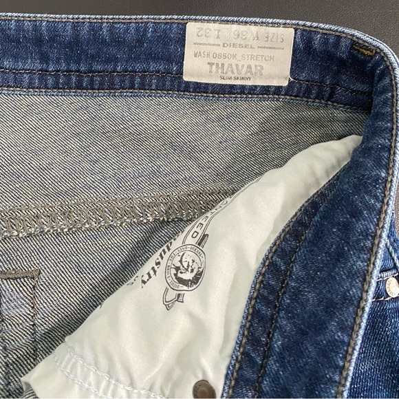Diesel Thavar Slim Skinny Jeans Size Men’s 36 x 32 Wash 0850K - Picture 11 of 14
